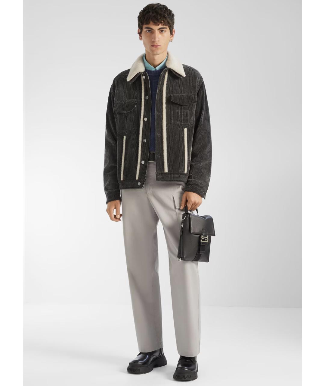 FENDI Антрацитовая хлопковая куртка, фото 3