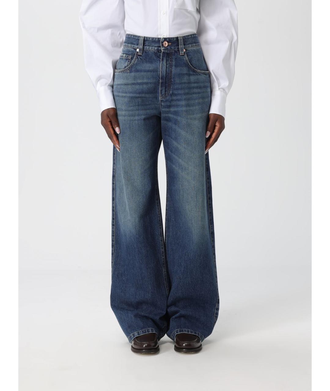 BRUNELLO CUCINELLI Синие прямые джинсы, фото 6