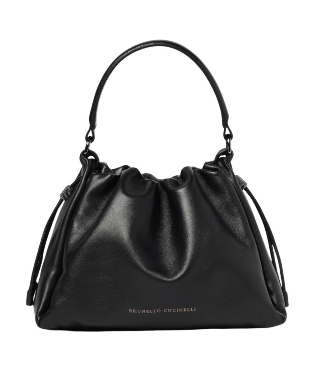 BRUNELLO CUCINELLI Черная кожаная сумка через плечо, фото 1