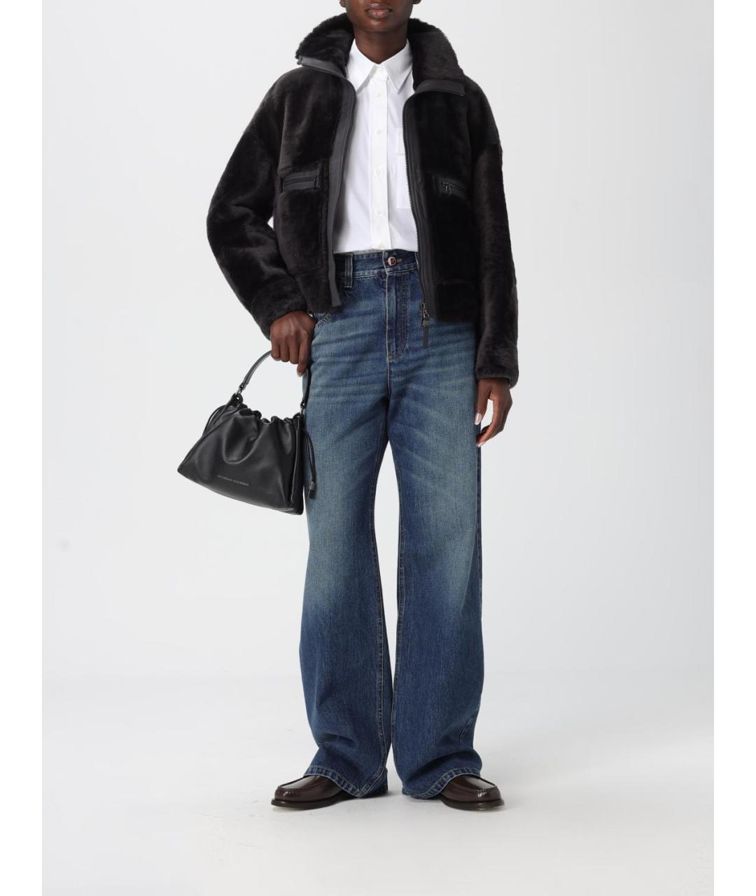 BRUNELLO CUCINELLI Черная кожаная сумка через плечо, фото 2