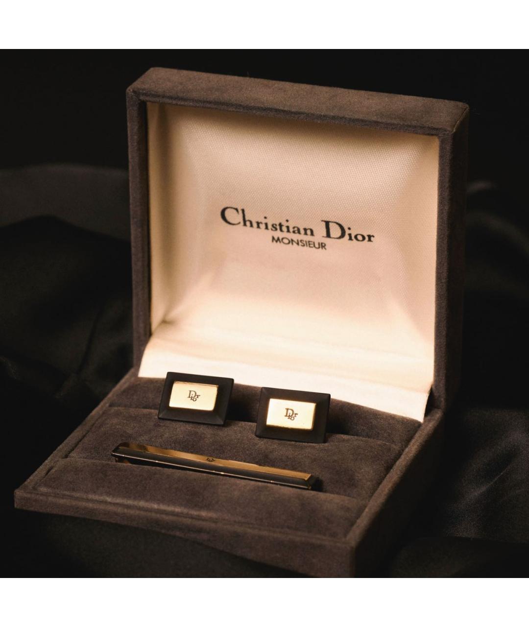 CHRISTIAN DIOR Черные металлические запонки, фото 6