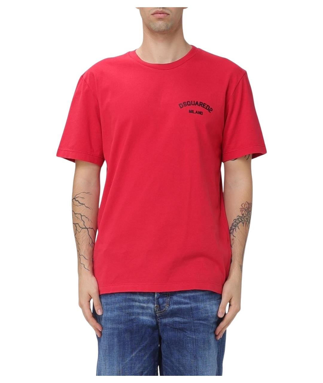 DSQUARED2 Красная хлопковая футболка, фото 1