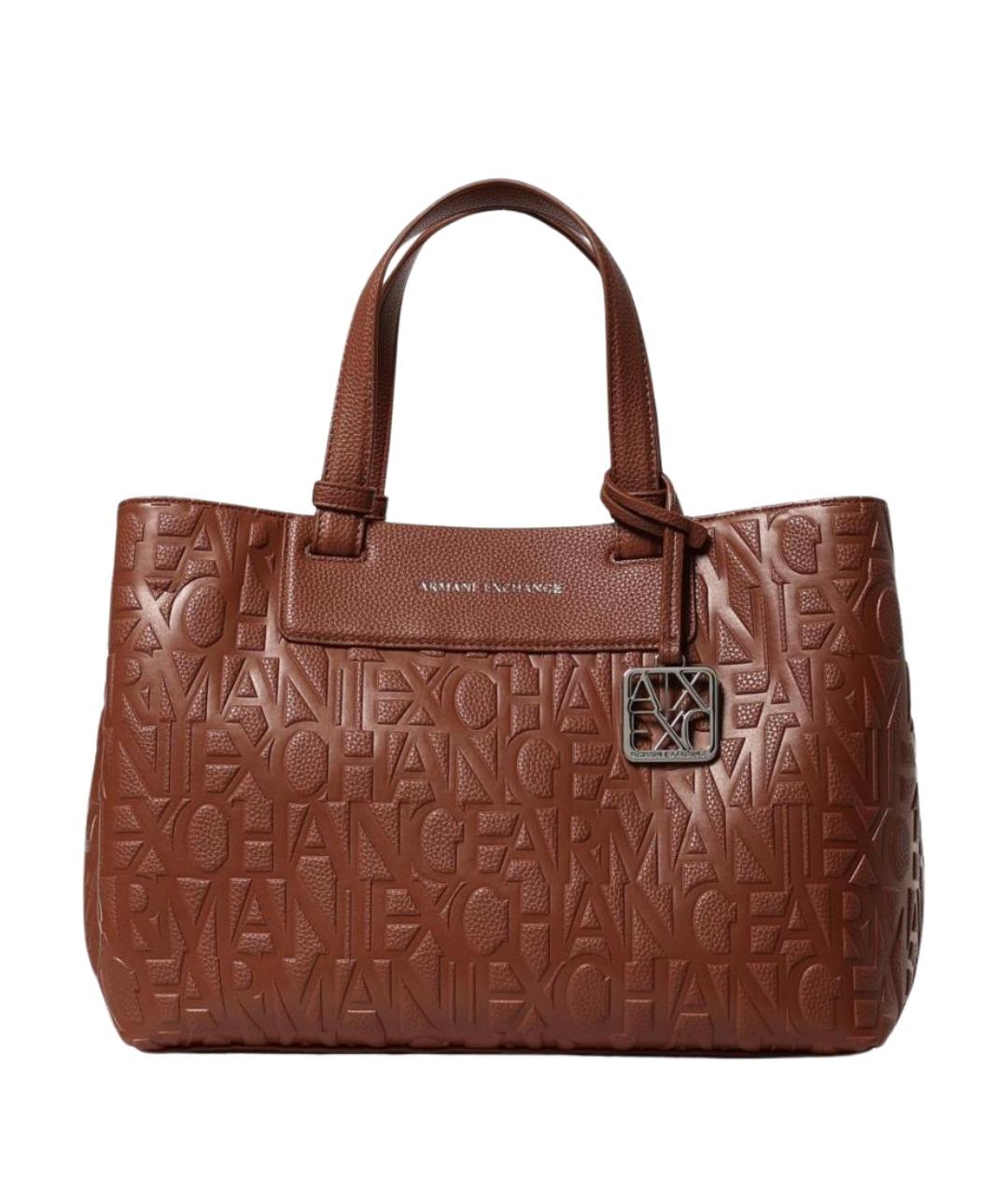 ARMANI EXCHANGE Коричневая сумка тоут из искусственной кожи, фото 1