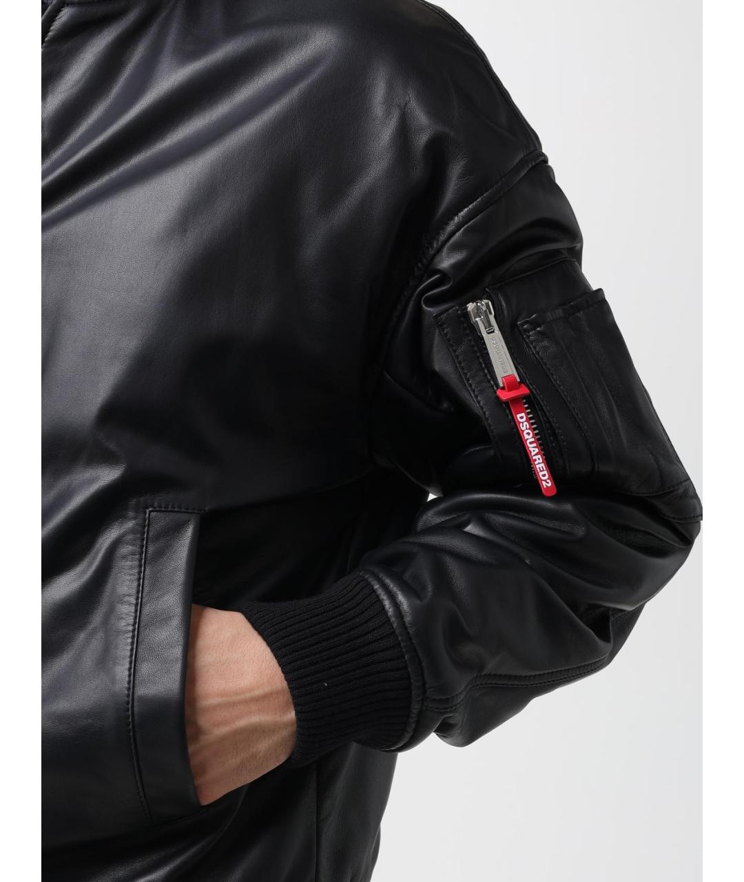 DSQUARED2 Черная кожаная куртка, фото 4