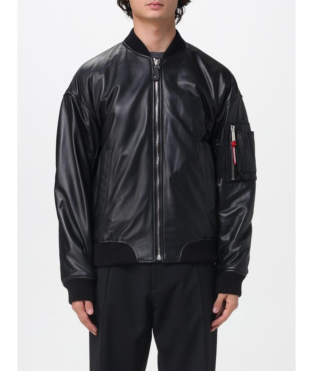 DSQUARED2 Черная кожаная куртка, фото 5
