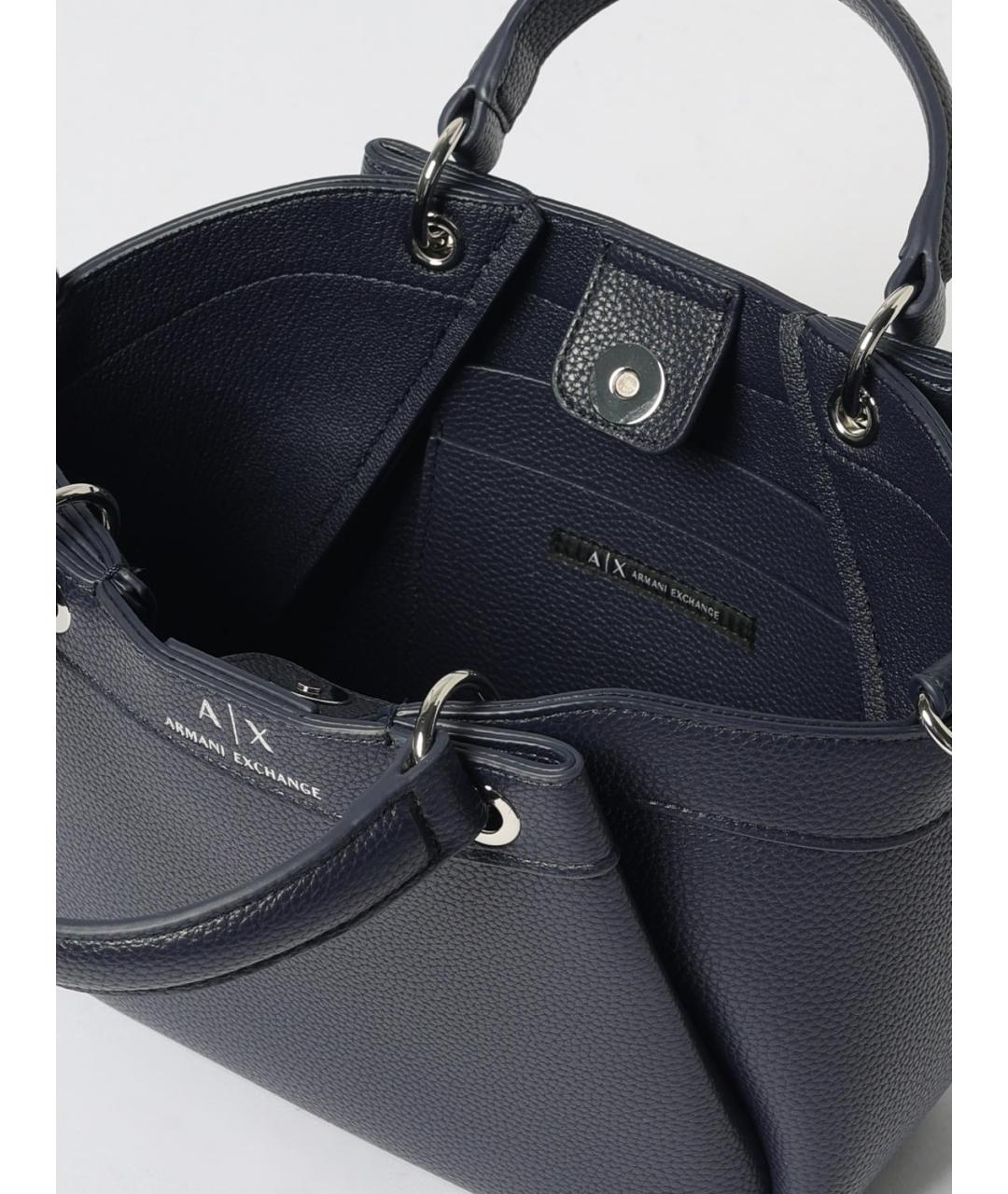 ARMANI EXCHANGE Синяя сумка тоут из искусственной кожи, фото 3