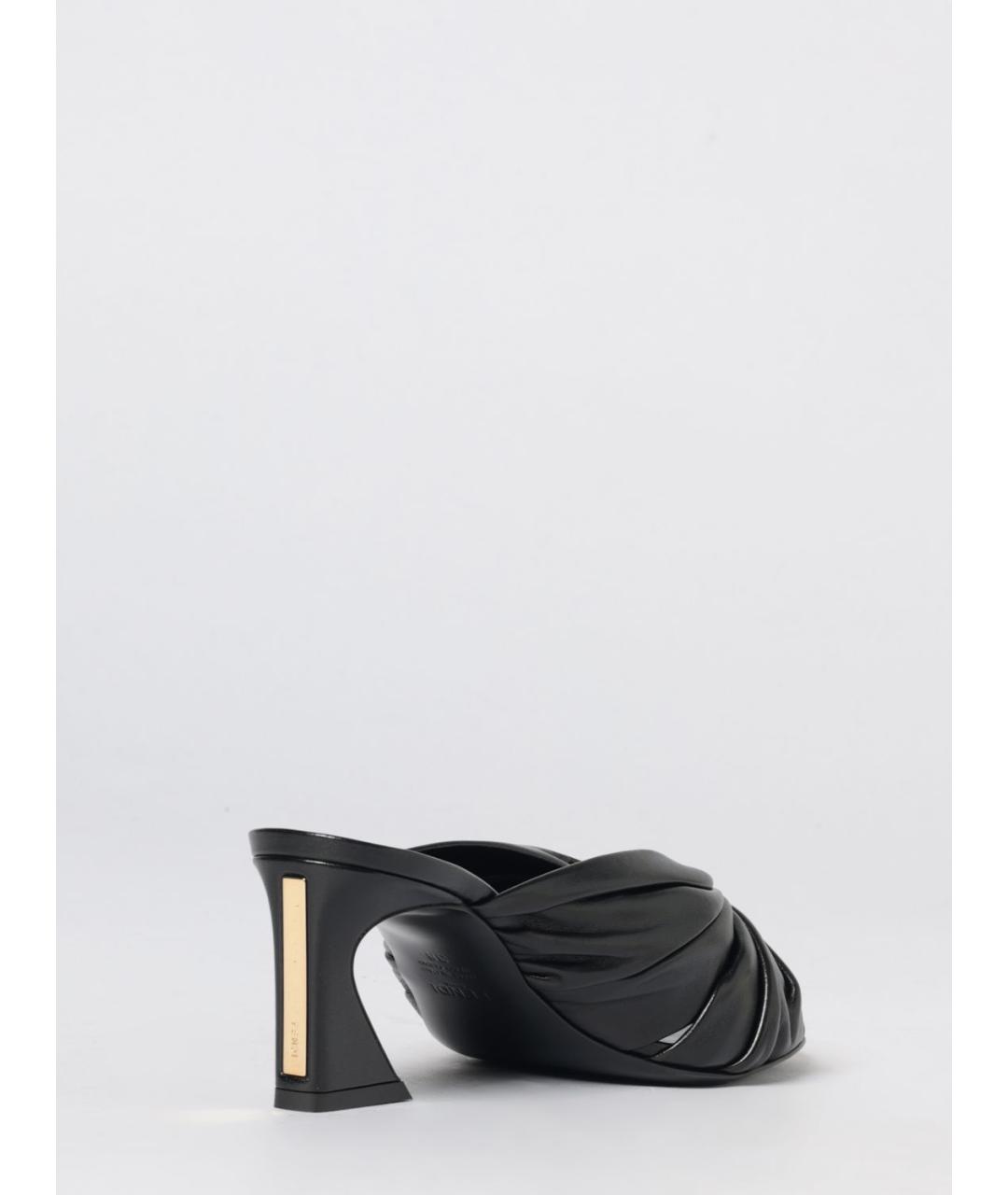 FENDI Черные кожаные мюли, фото 3