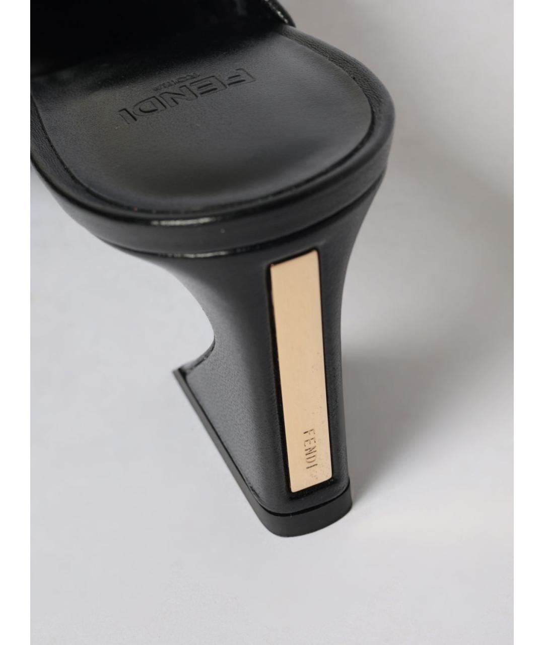 FENDI Черные кожаные мюли, фото 4