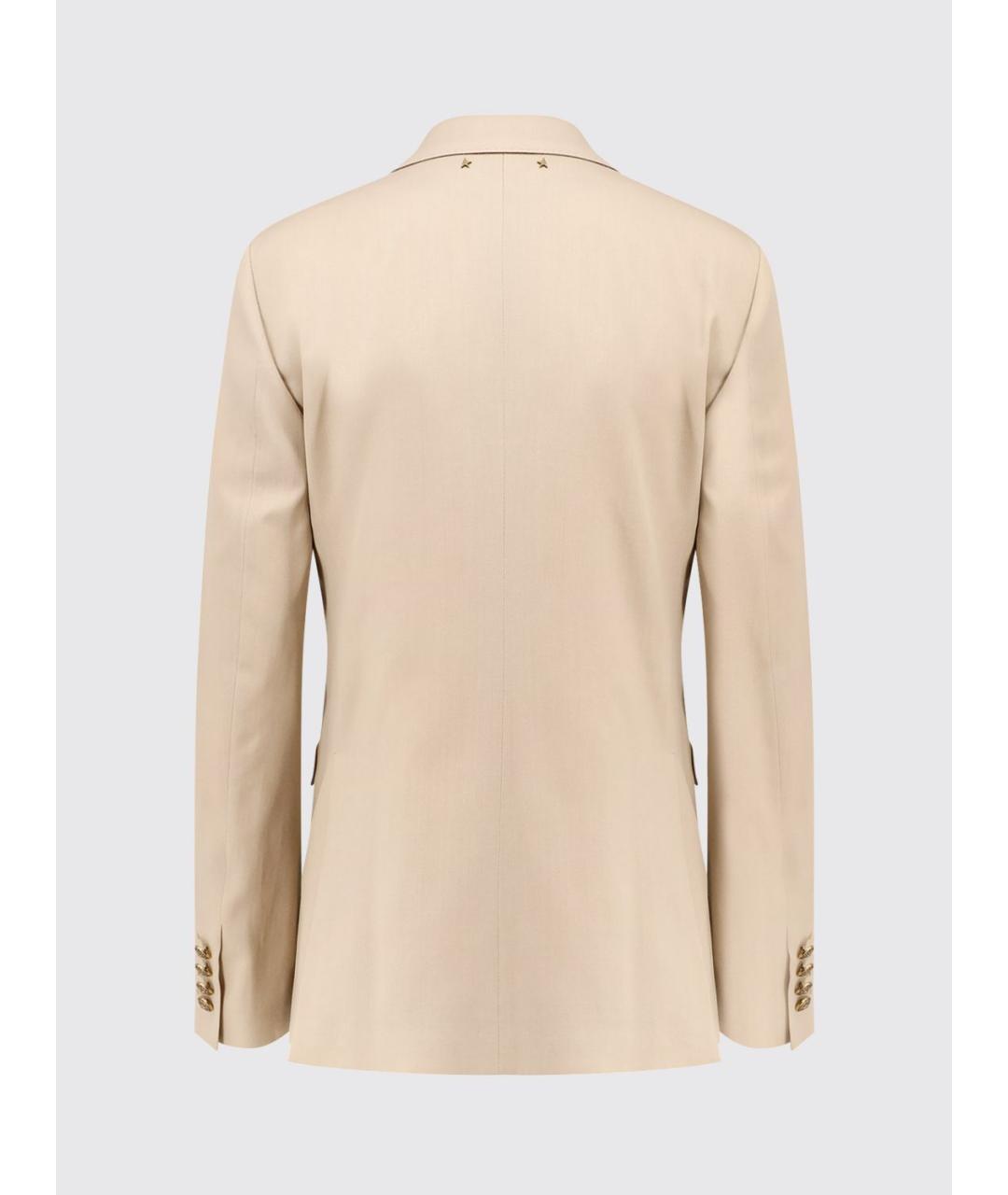 GOLDEN GOOSE DELUXE BRAND Бежевый шерстяной жакет/пиджак, фото 3