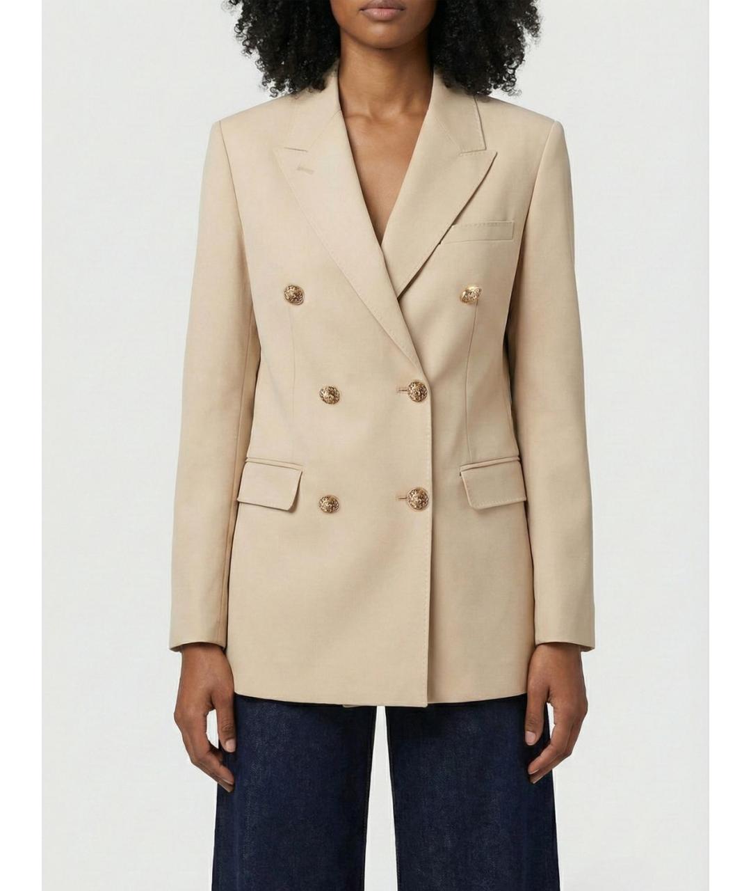 GOLDEN GOOSE DELUXE BRAND Бежевый шерстяной жакет/пиджак, фото 2