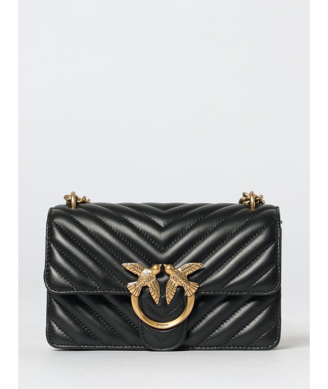 PINKO Черная кожаная сумка через плечо, фото 4