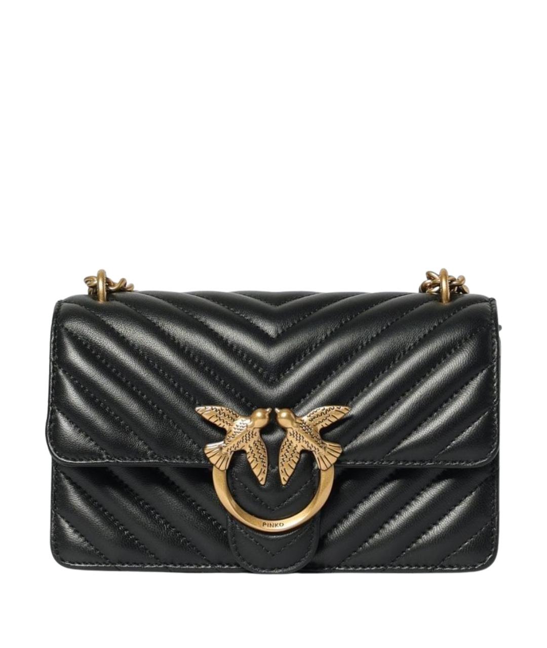 PINKO Черная кожаная сумка через плечо, фото 1