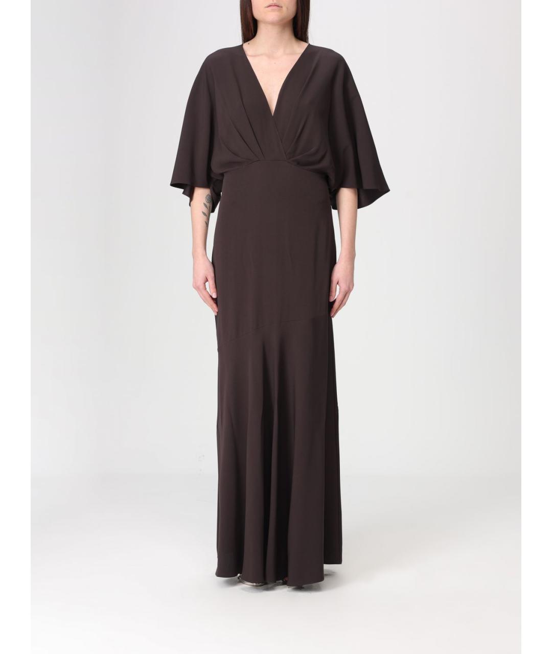 AGNONA Коричневое вискозное платье, фото 2
