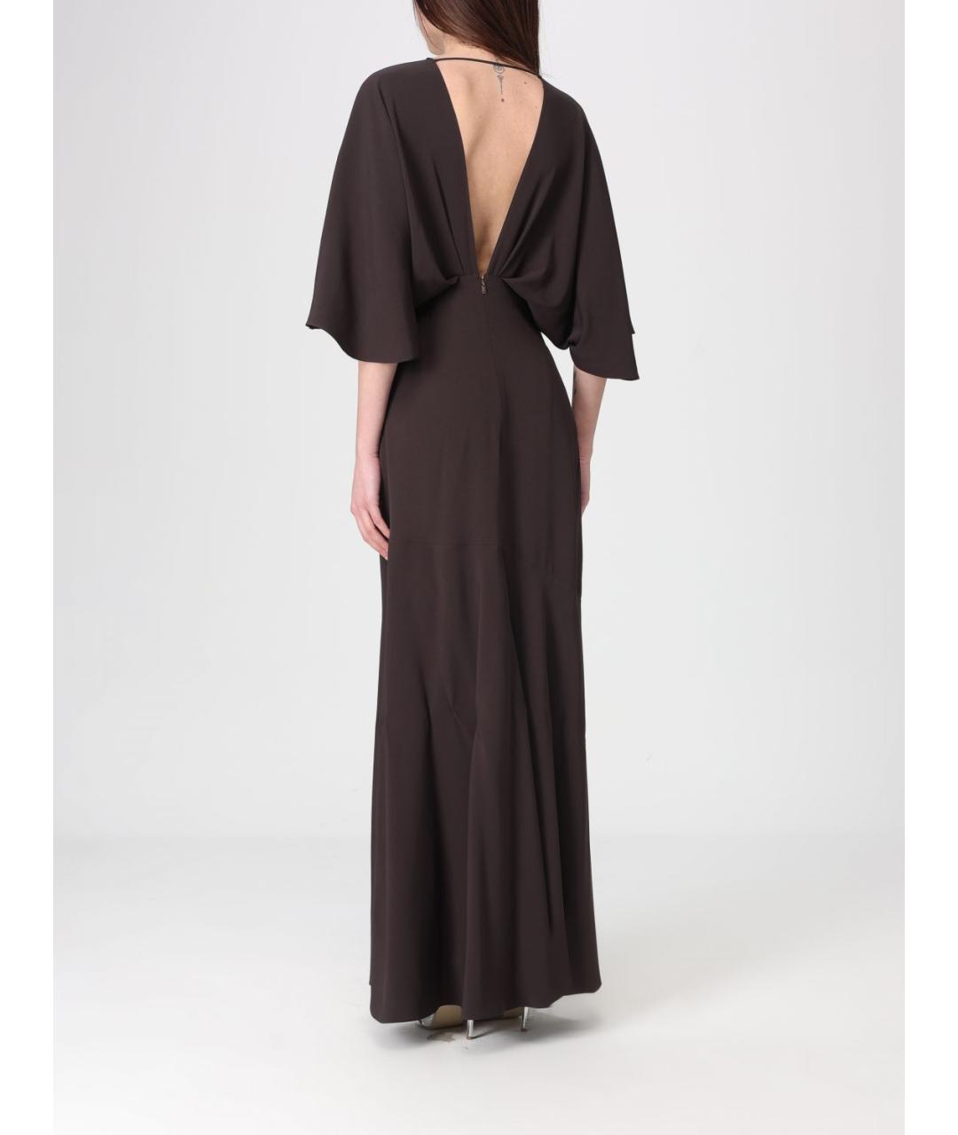 AGNONA Коричневое вискозное платье, фото 3