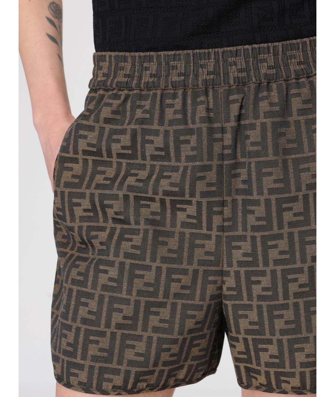 FENDI Коричневые хлопковые шорты, фото 5