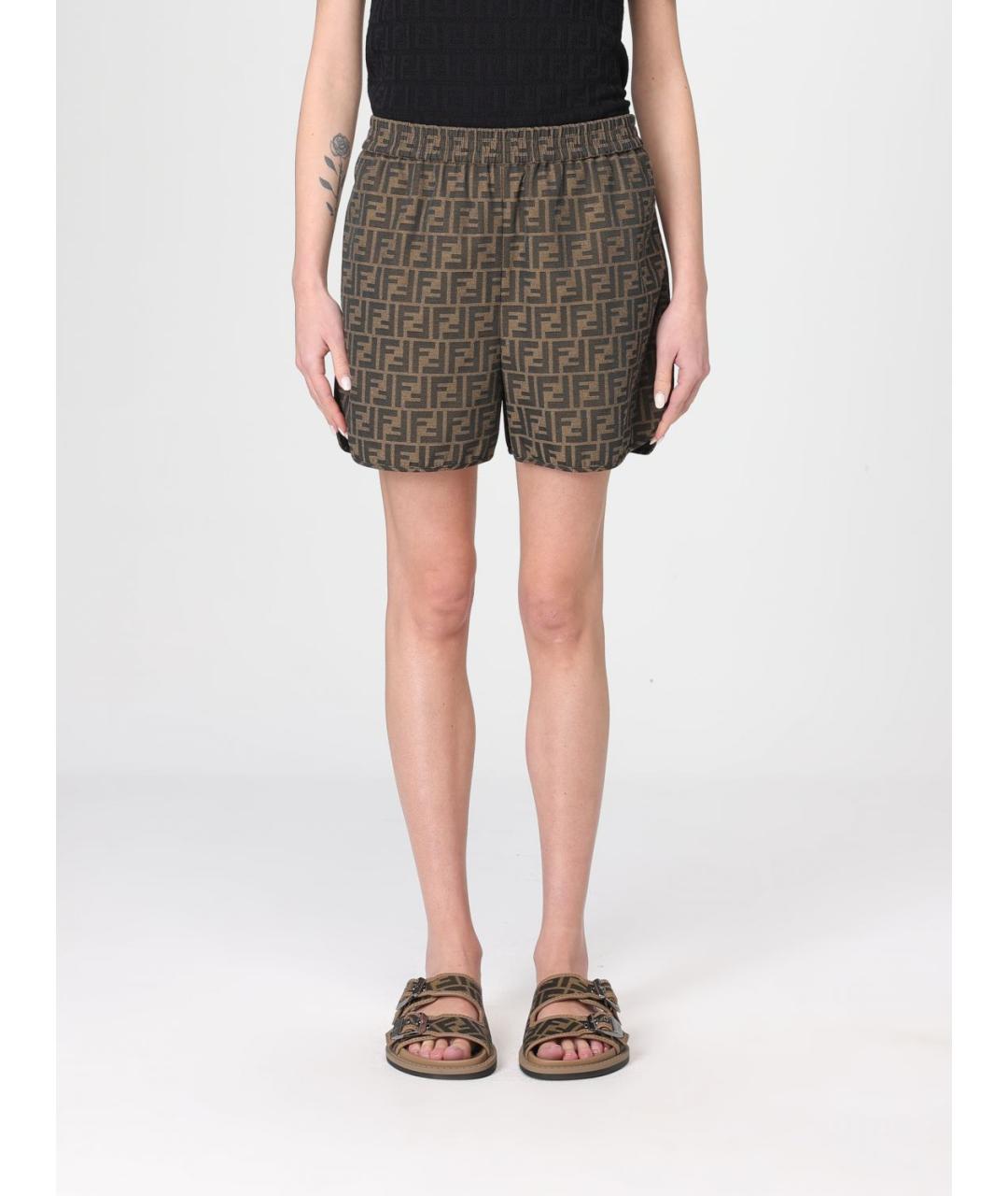 FENDI Коричневые хлопковые шорты, фото 6