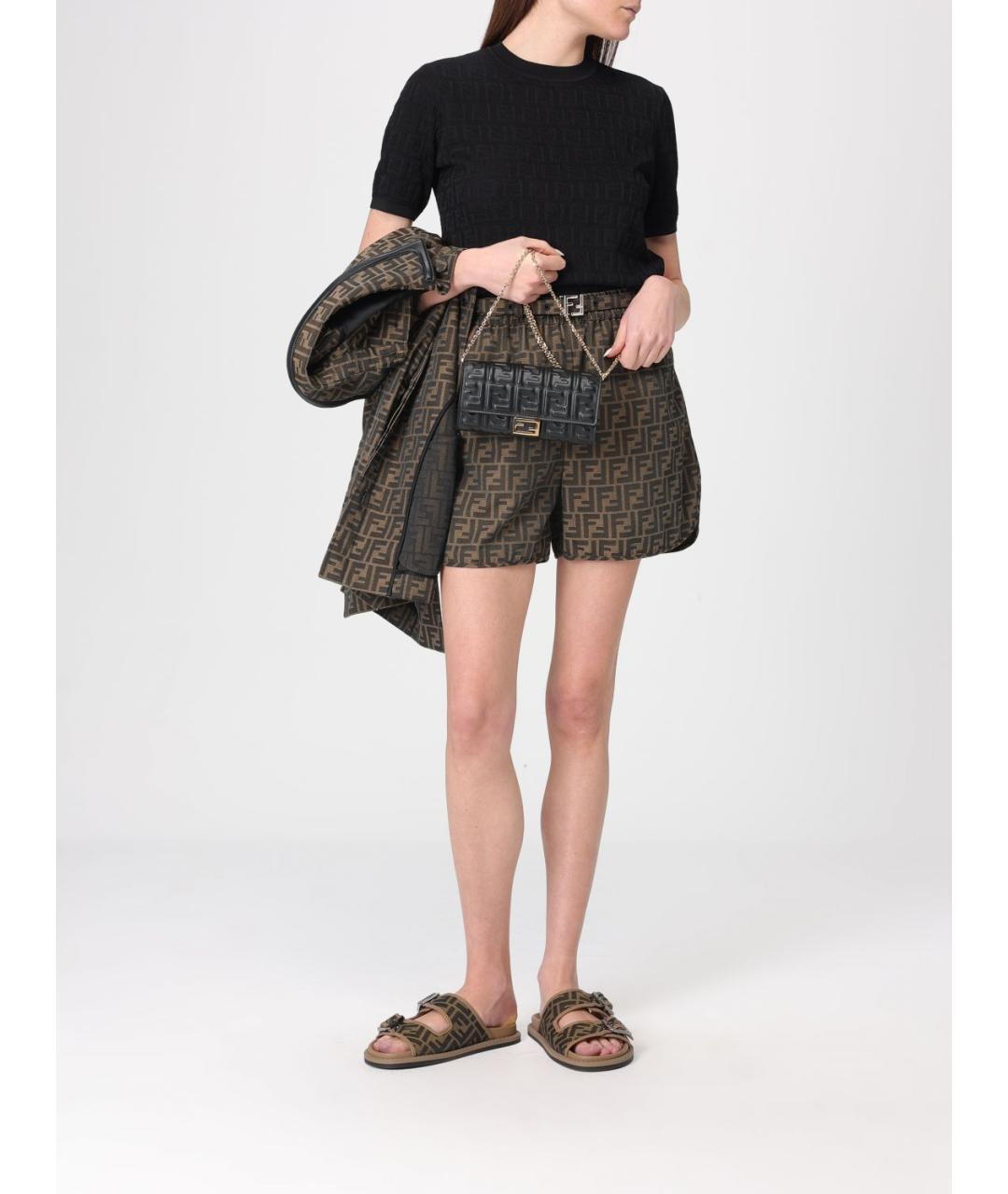 FENDI Коричневые хлопковые шорты, фото 2