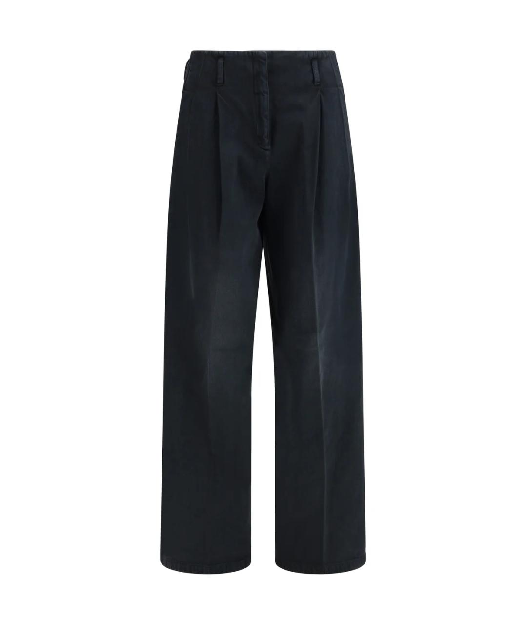 GOLDEN GOOSE DELUXE BRAND Черные хлопковые брюки широкие, фото 1