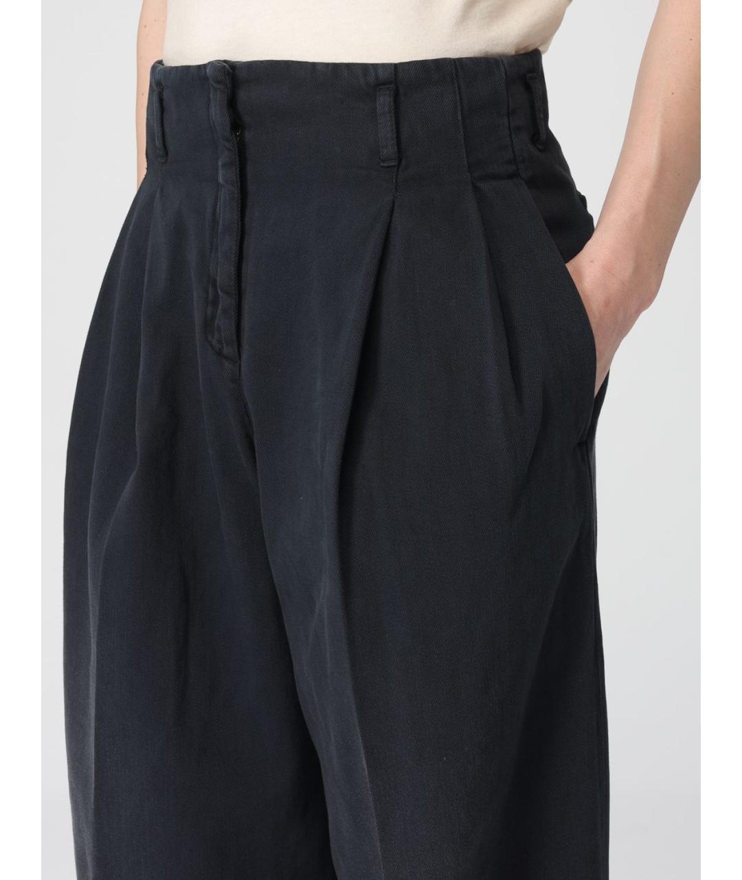 GOLDEN GOOSE DELUXE BRAND Черные хлопковые брюки широкие, фото 5