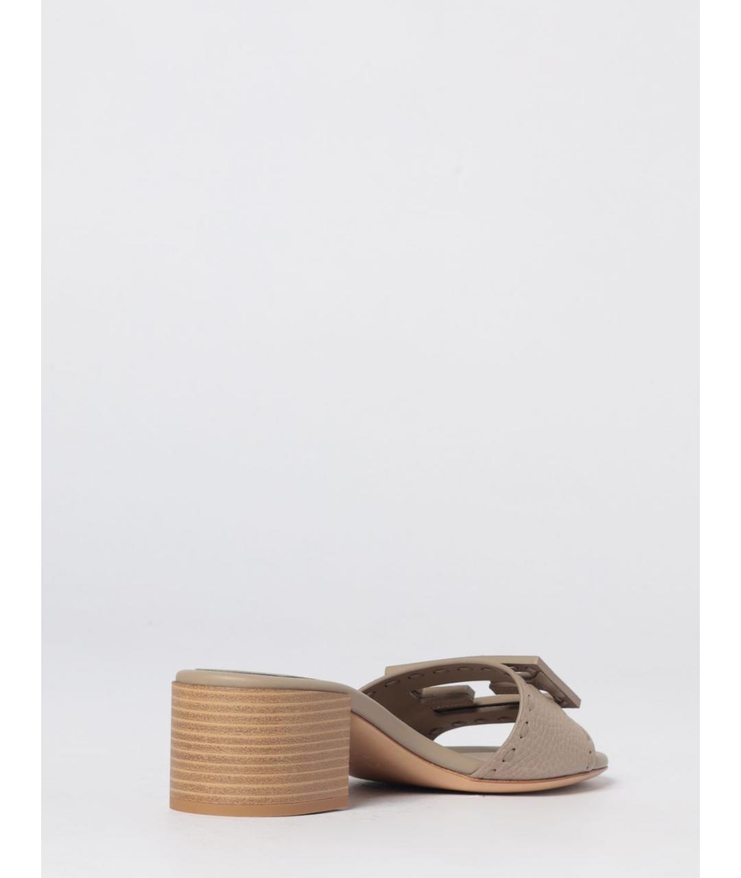 FENDI Серые кожаные мюли, фото 3