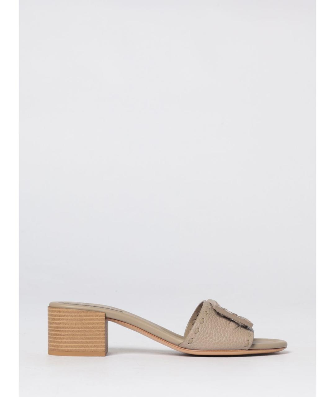 FENDI Серые кожаные мюли, фото 5