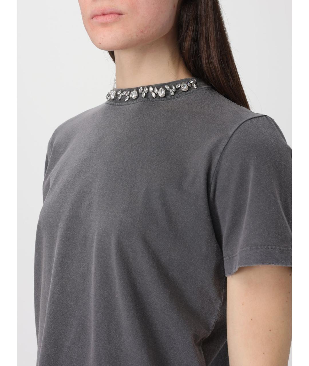 GOLDEN GOOSE DELUXE BRAND Серая хлопковая футболка, фото 4