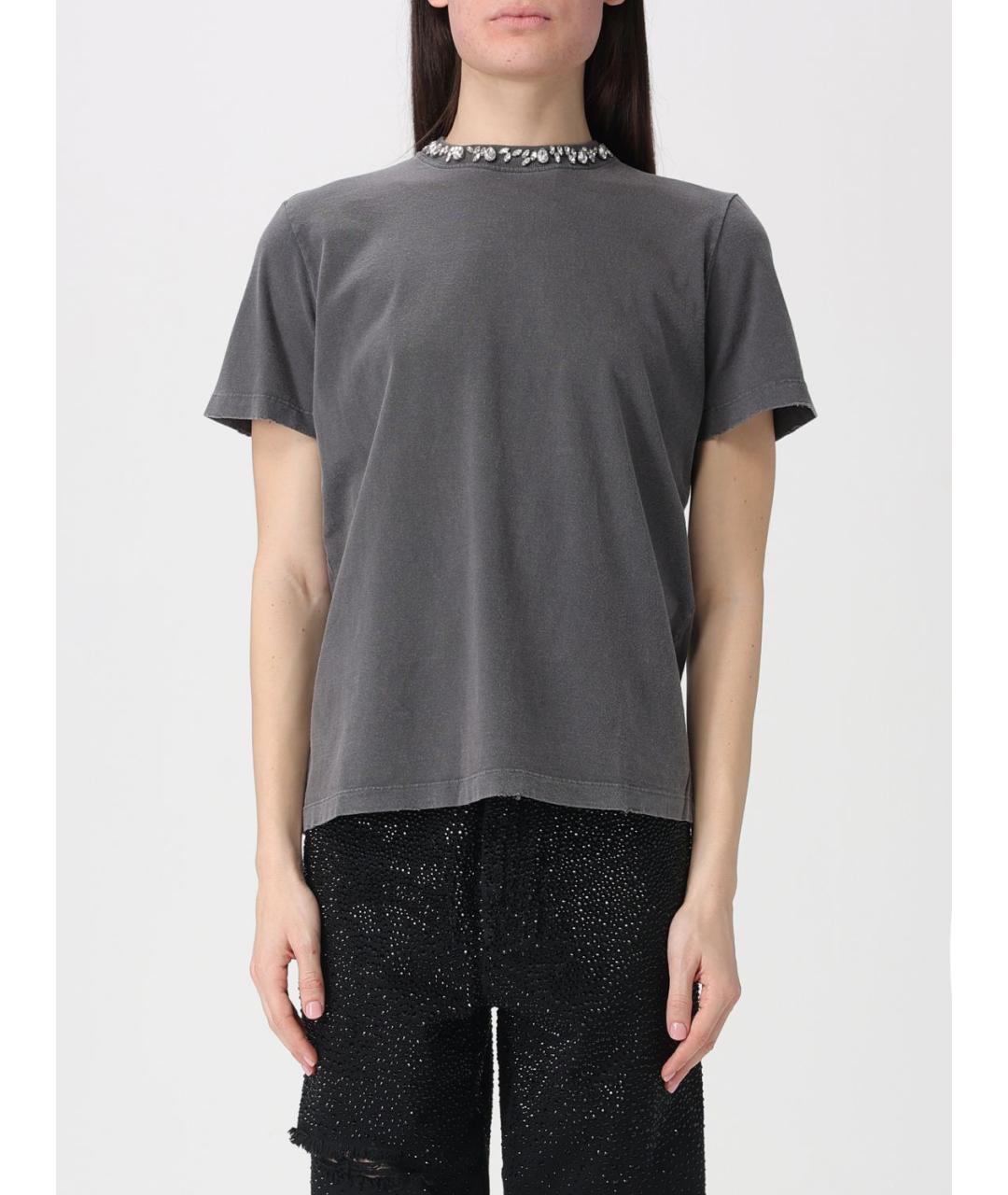 GOLDEN GOOSE DELUXE BRAND Серая хлопковая футболка, фото 2