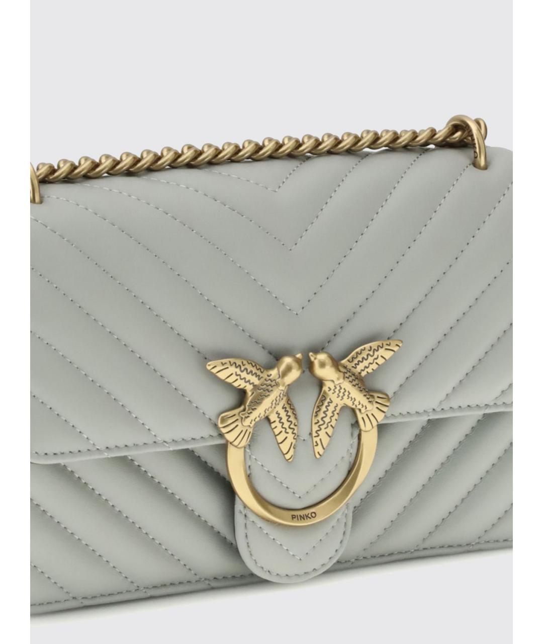 PINKO Серая кожаная сумка через плечо, фото 3