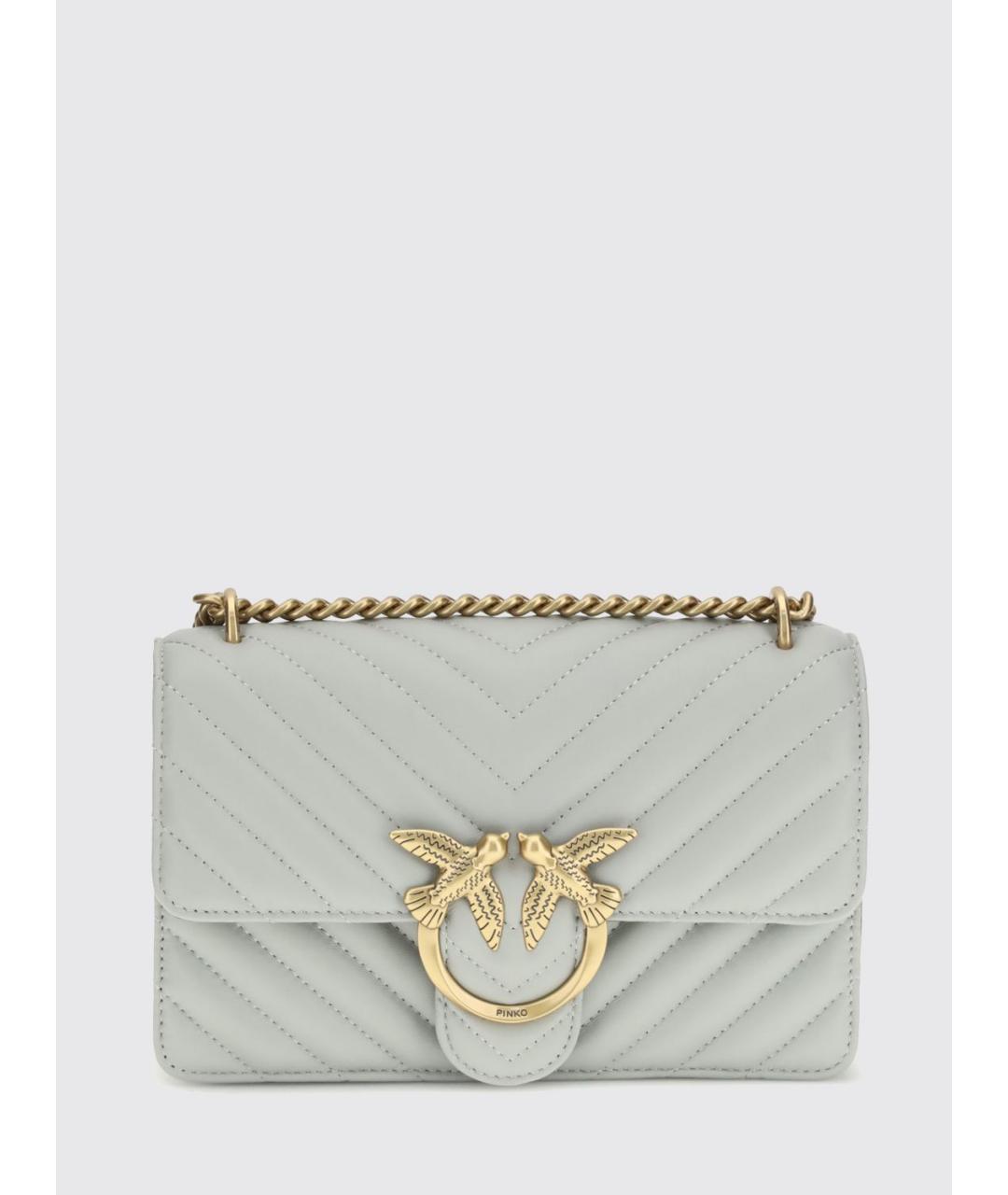 PINKO Серая кожаная сумка через плечо, фото 4