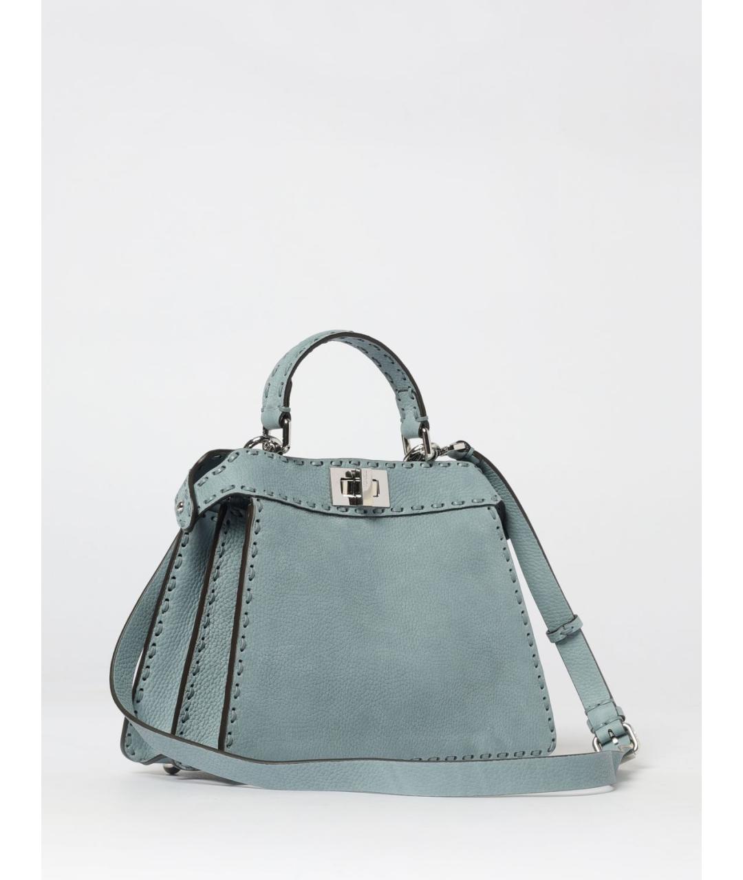 FENDI Синяя кожаная сумка через плечо, фото 3