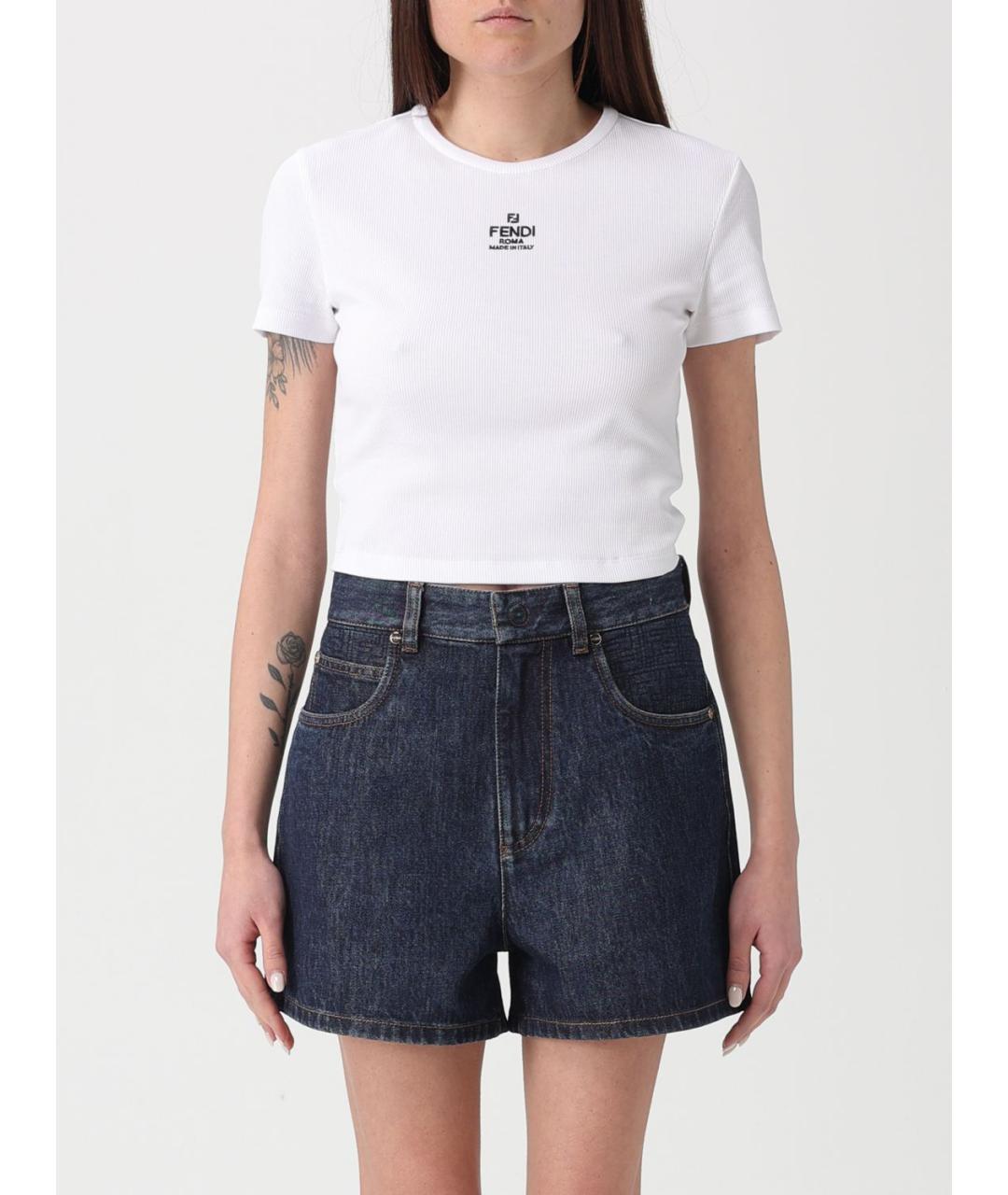 FENDI Белая хлопковая футболка, фото 2