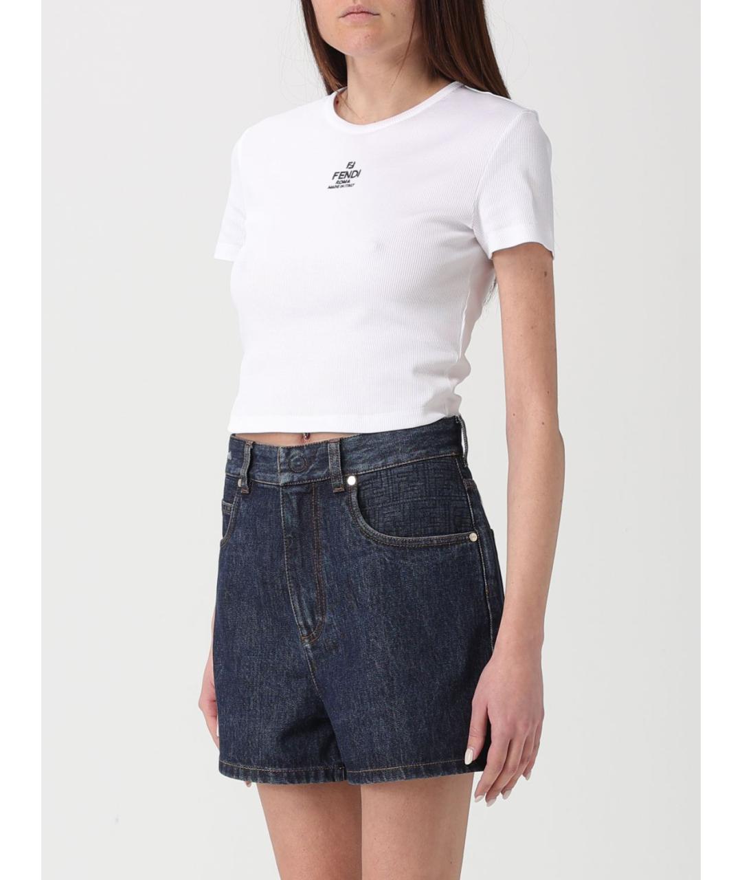 FENDI Белая хлопковая футболка, фото 5