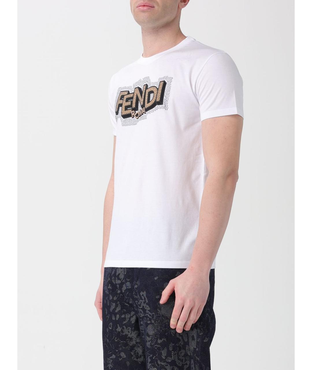 FENDI Белая хлопковая футболка, фото 5