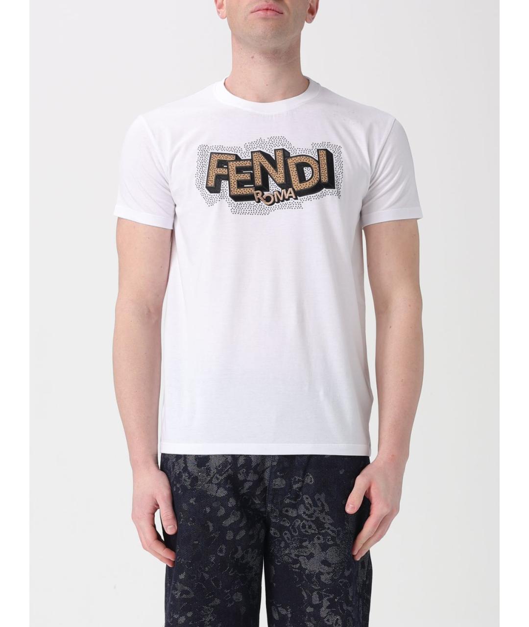 FENDI Белая хлопковая футболка, фото 2