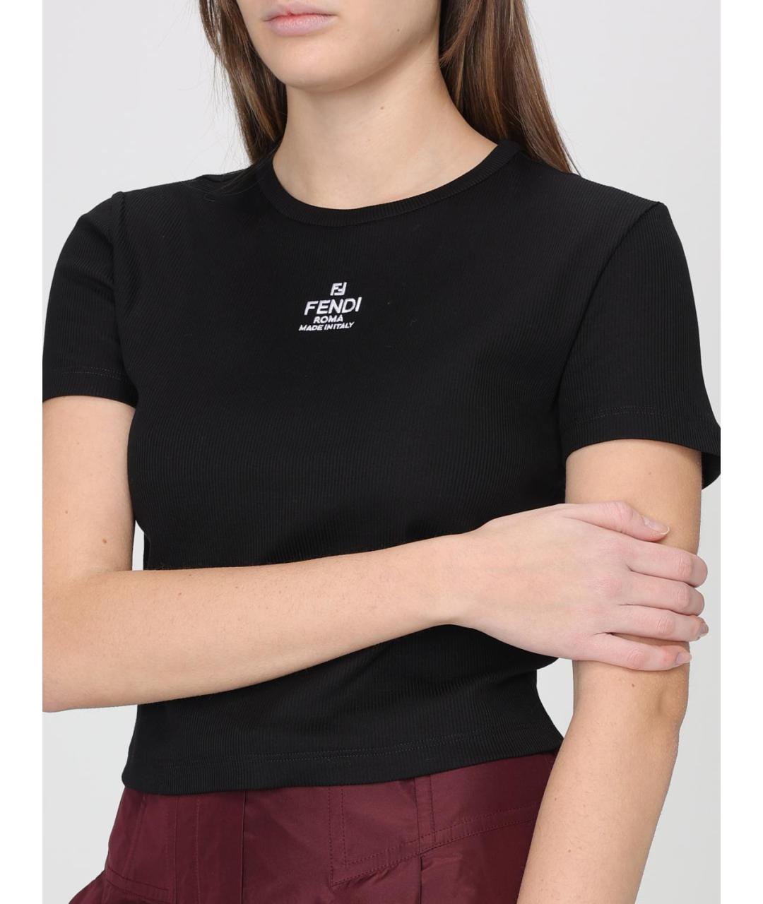 FENDI Черная хлопковая футболка, фото 6