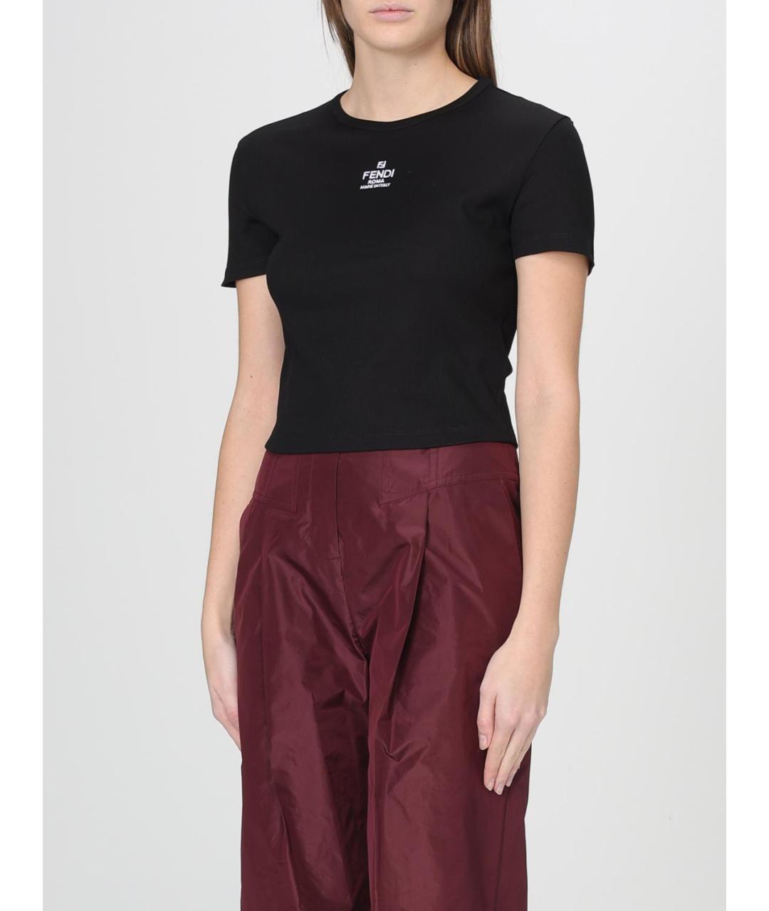FENDI Черная хлопковая футболка, фото 5