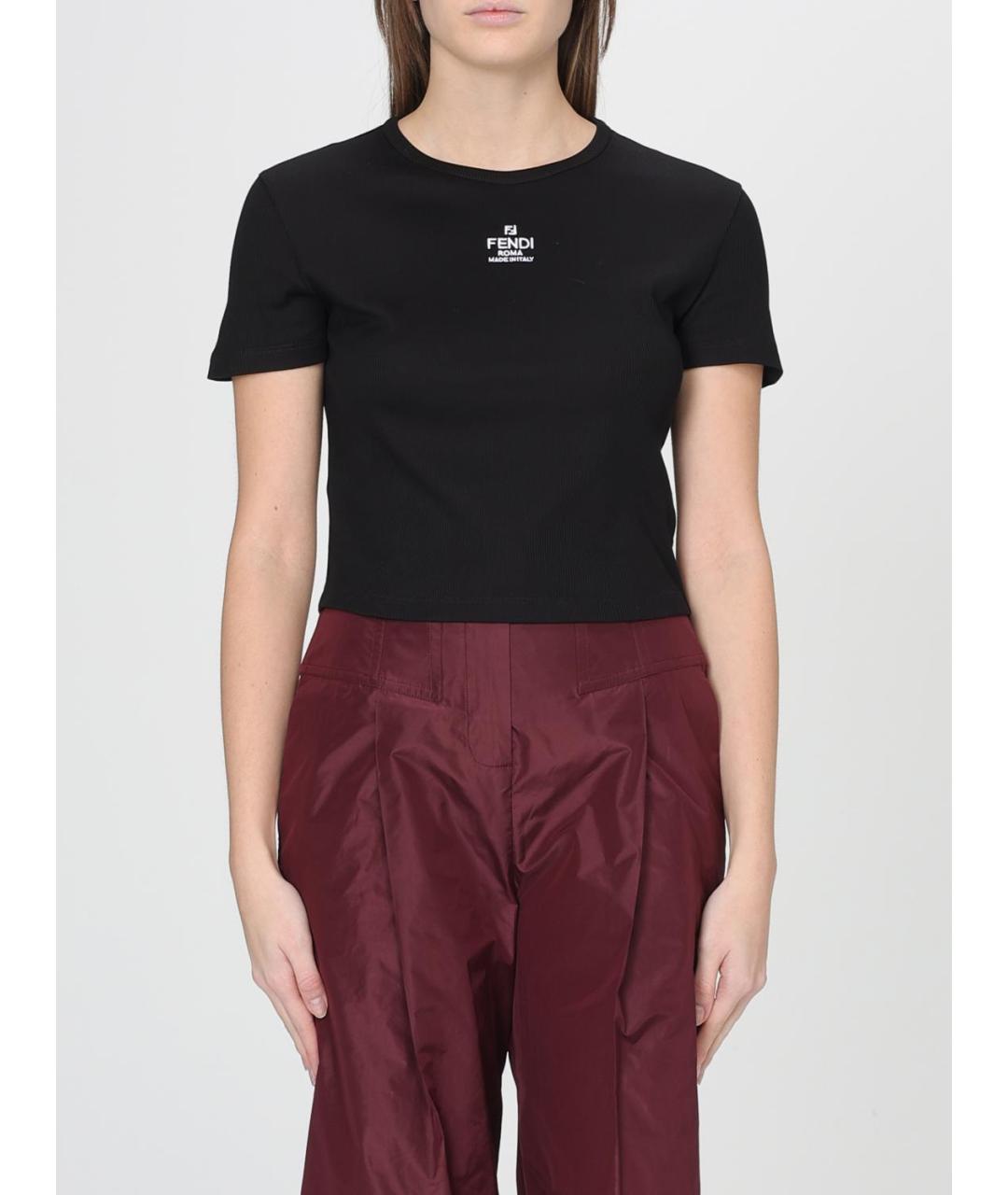 FENDI Черная хлопковая футболка, фото 2