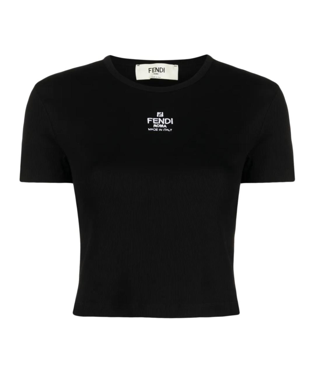 FENDI Черная хлопковая футболка, фото 1