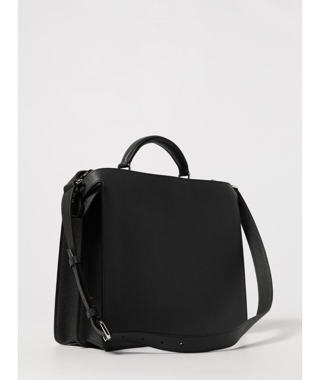 FENDI Антрацитовая кожаная сумка тоут, фото 3