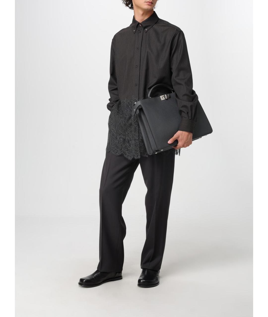 FENDI Антрацитовая кожаная сумка тоут, фото 2