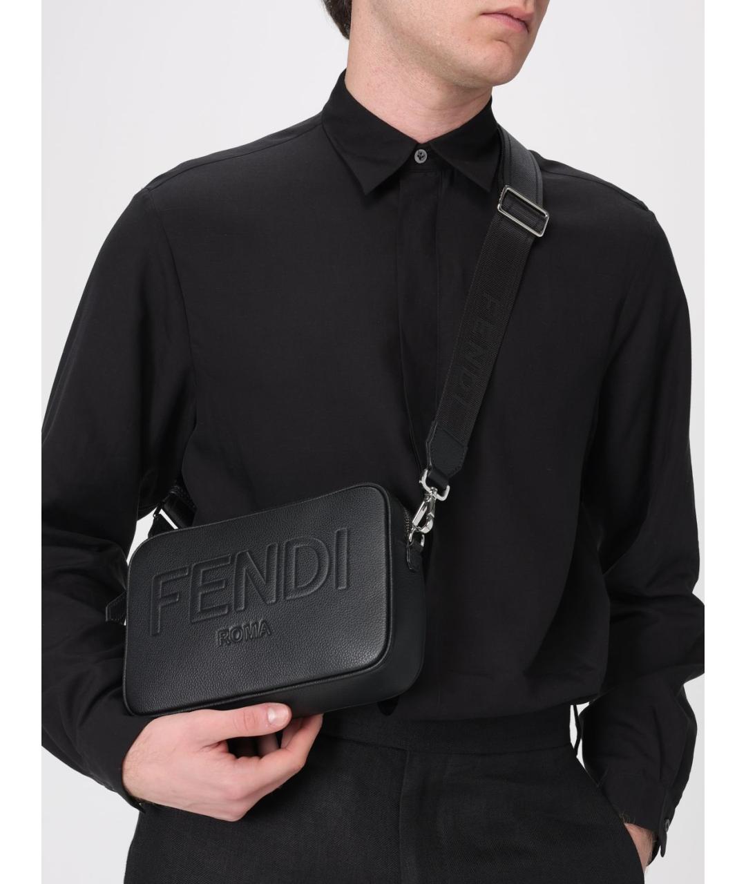 FENDI Черная кожаная сумка на плечо, фото 2