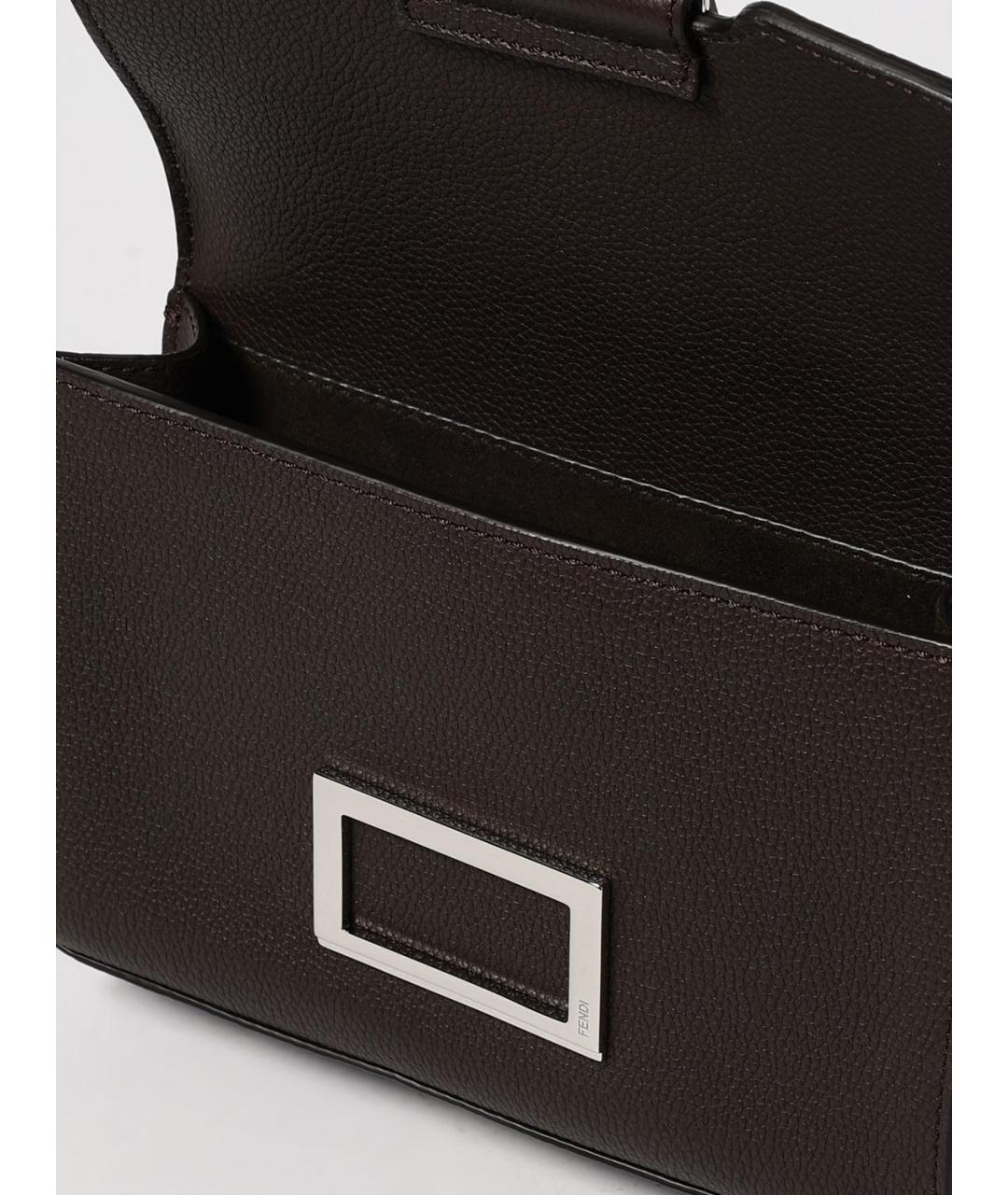 FENDI Коричневая кожаная сумка на плечо, фото 5