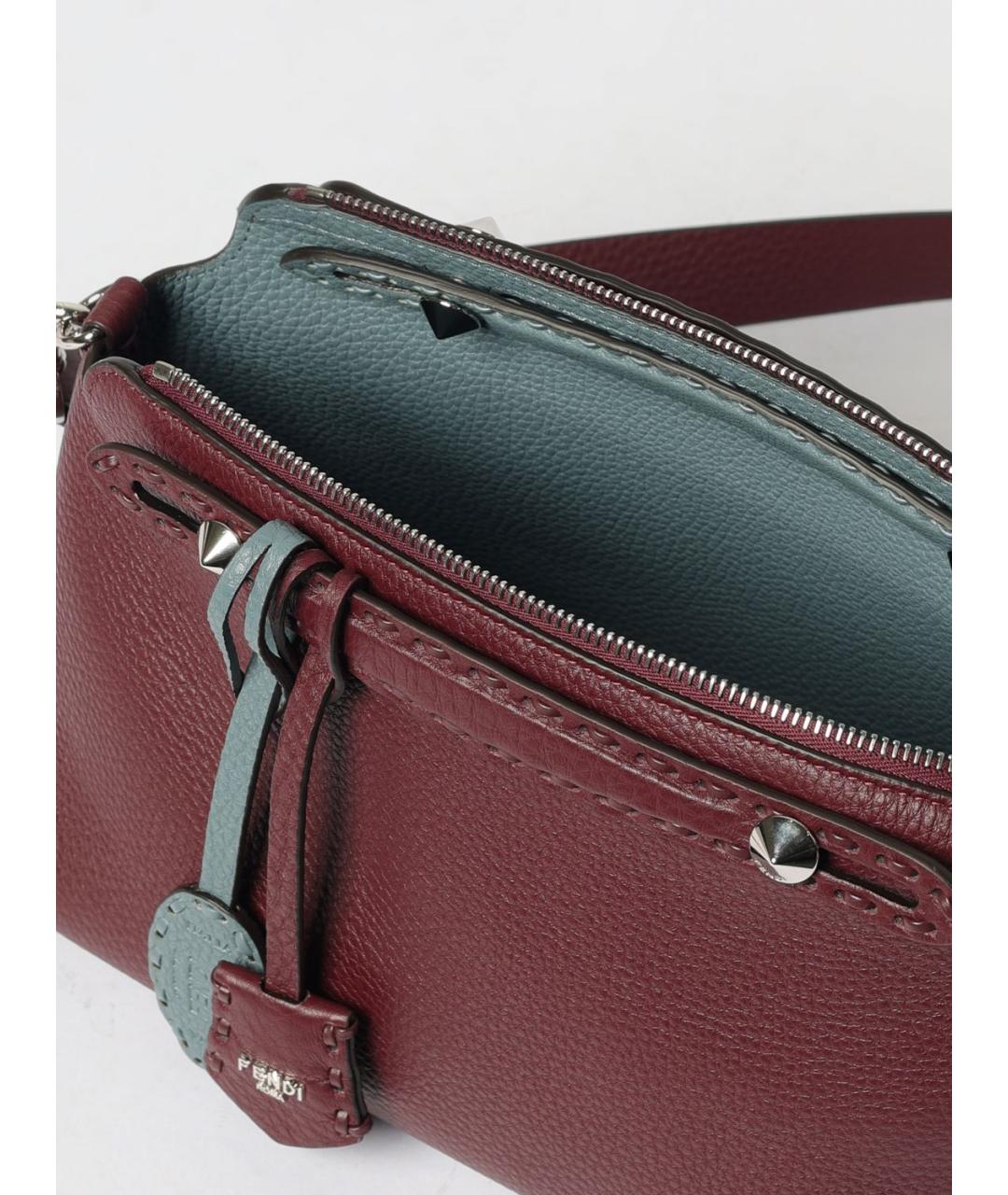 FENDI Бордовая кожаная сумка через плечо, фото 5