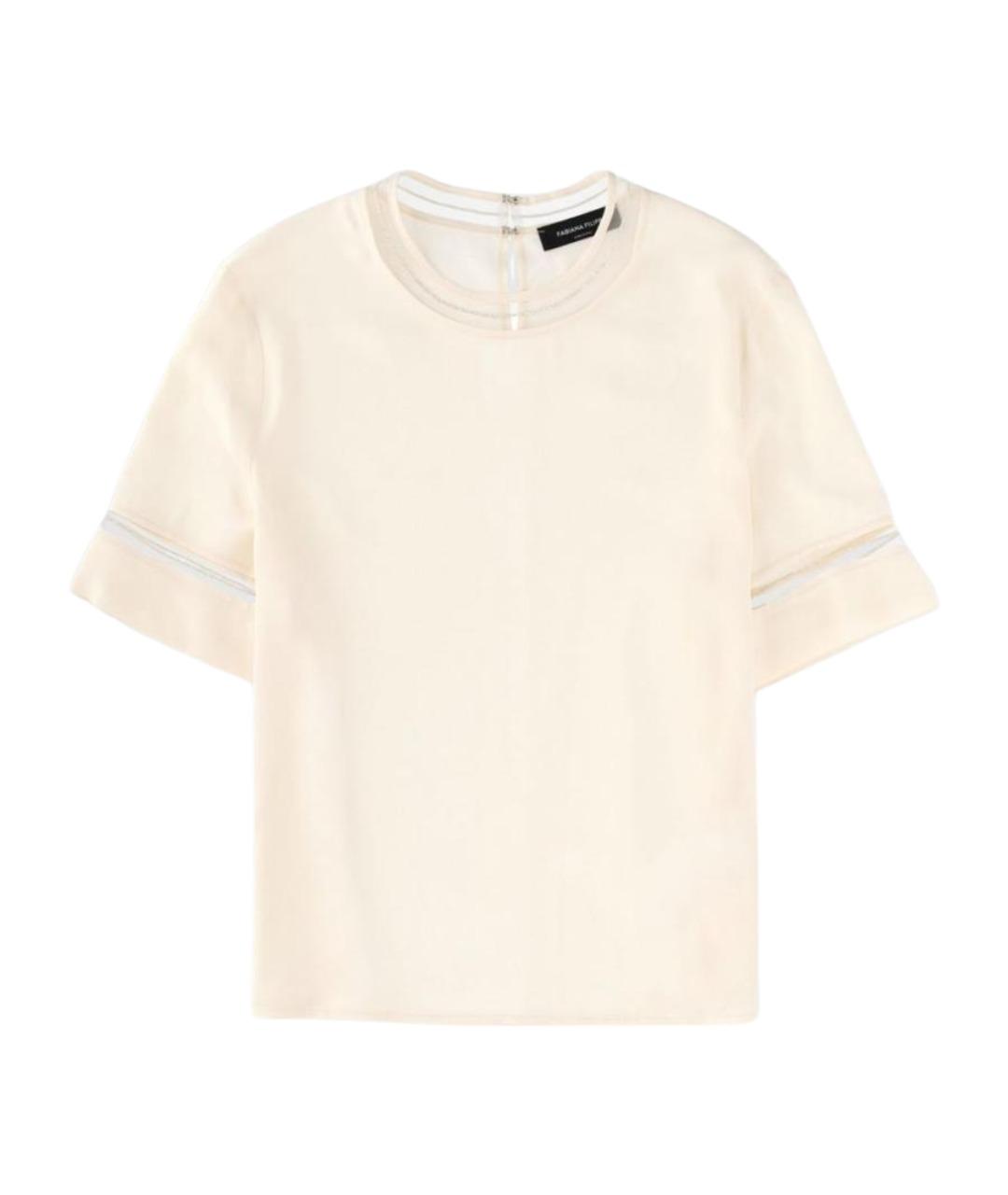 FABIANA FILIPPI Бежевая ацетатная футболка, фото 1