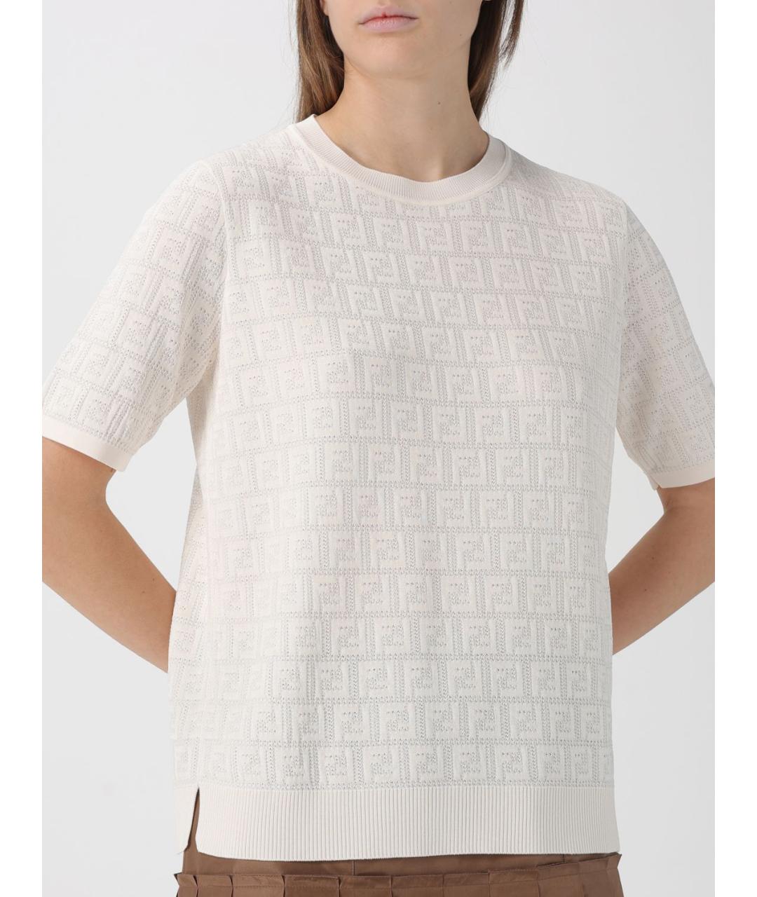 FENDI Белая хлопковая футболка, фото 5
