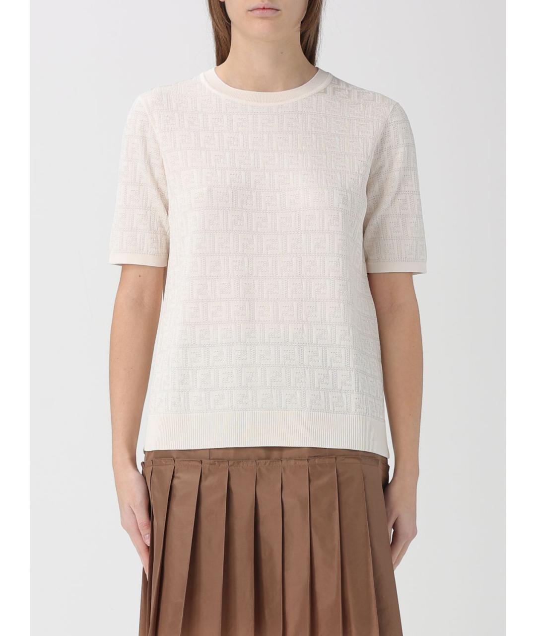 FENDI Белая хлопковая футболка, фото 6