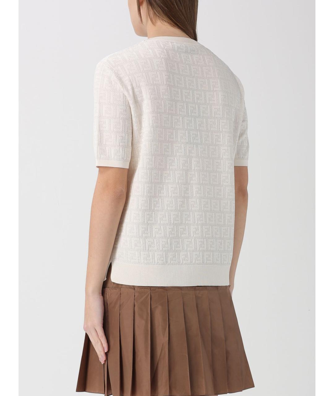 FENDI Белая хлопковая футболка, фото 3