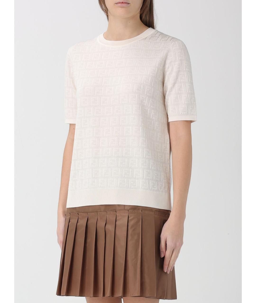 FENDI Белая хлопковая футболка, фото 4