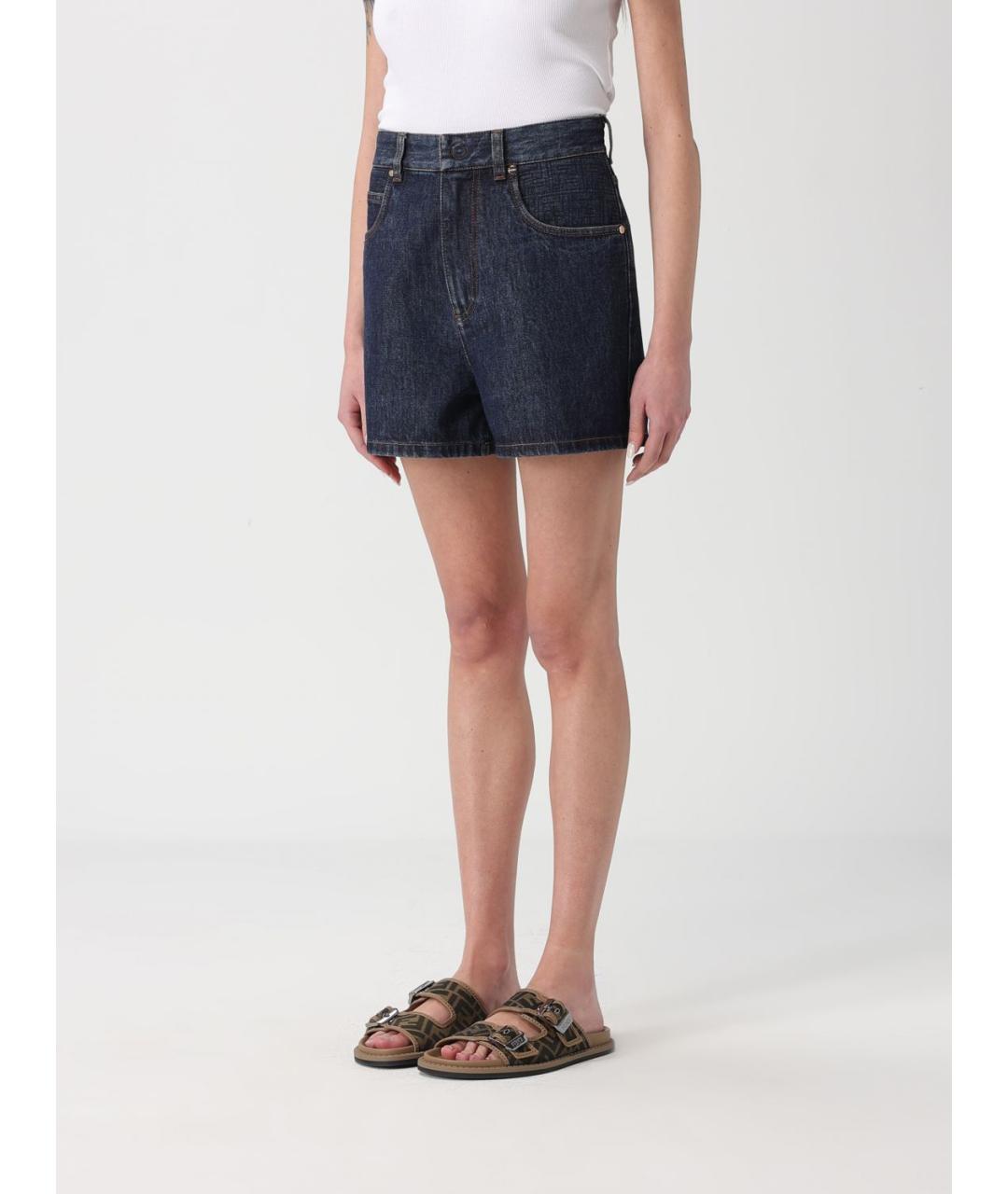 FENDI Синие хлопковые шорты, фото 5