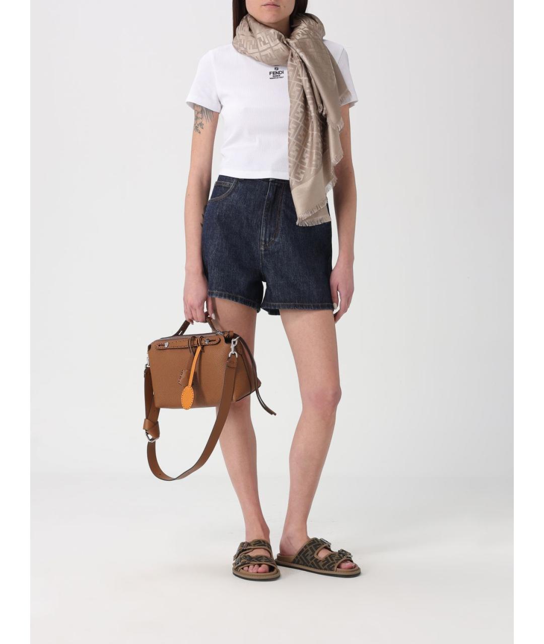 FENDI Синие хлопковые шорты, фото 3